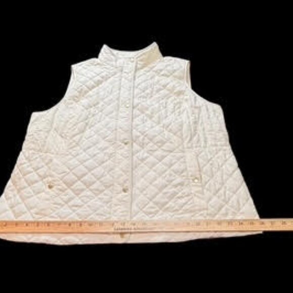 Talbots Quilted Vest Ivory White Fleece Lined Zip Snap Pockets Women’s Plus 2X - Picture 9 of 13